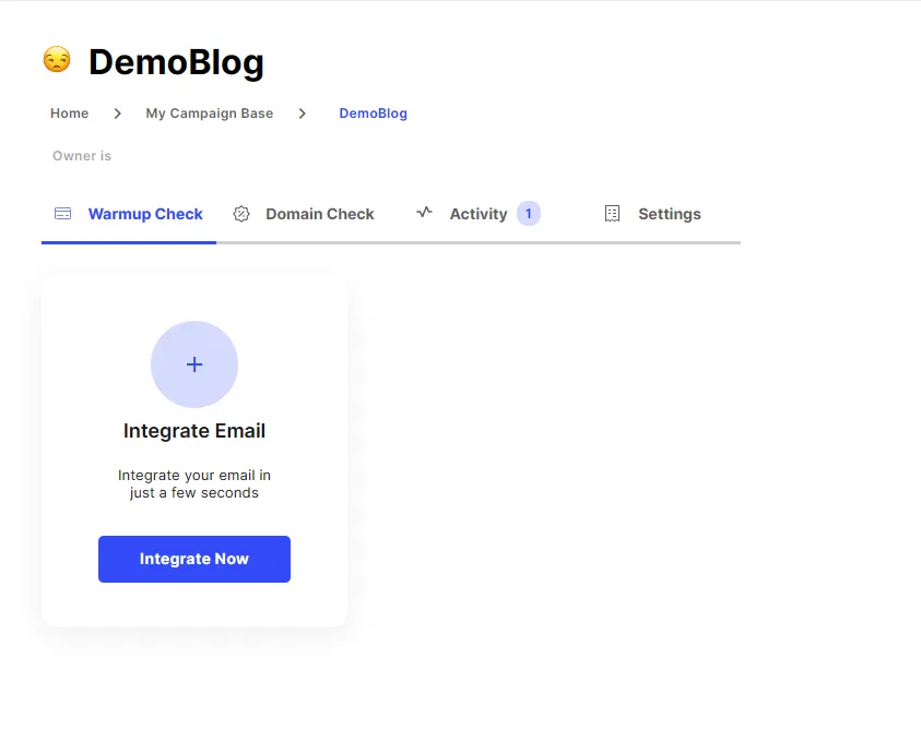 Then integrate the email account of the domain you want to warm up.
