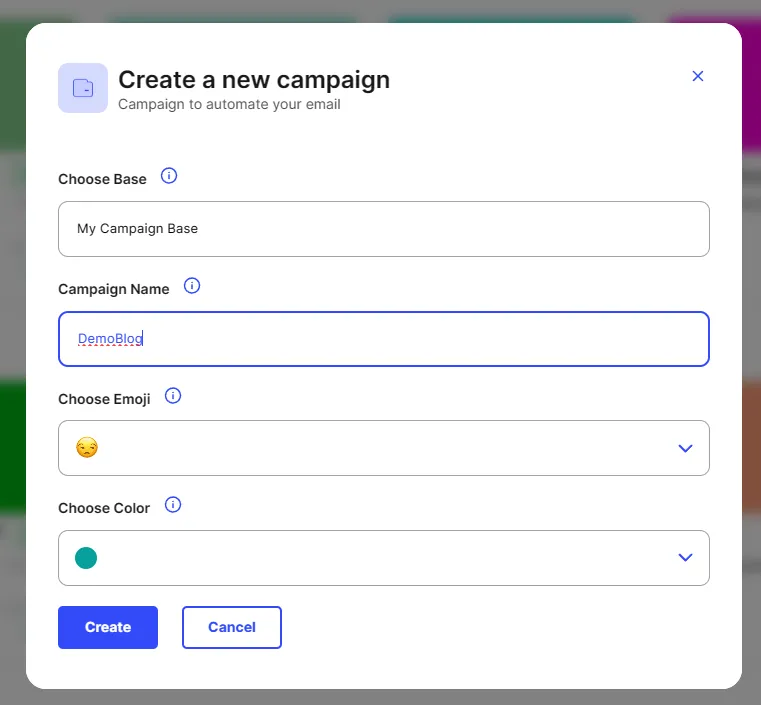 Start a new email warm up campaign by selecting name