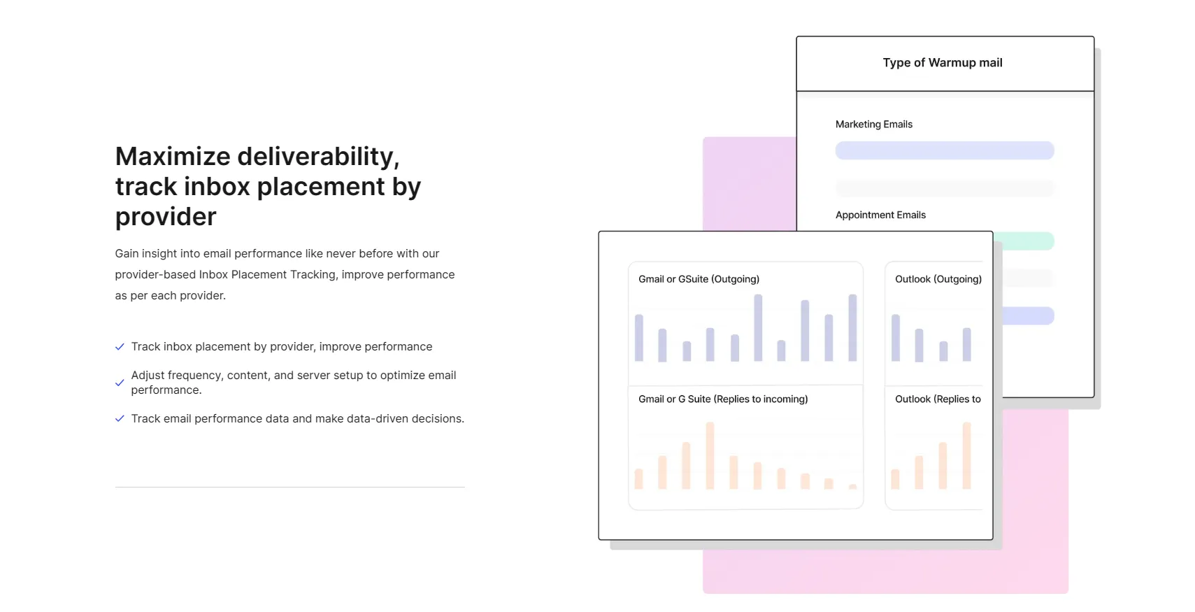 Maximize deliverability, track inbox placement by provider - with Help of Email Warmer by Alore