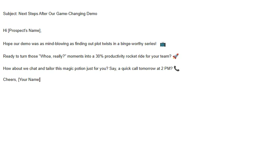 Demo Follow-Up Sales Email Template