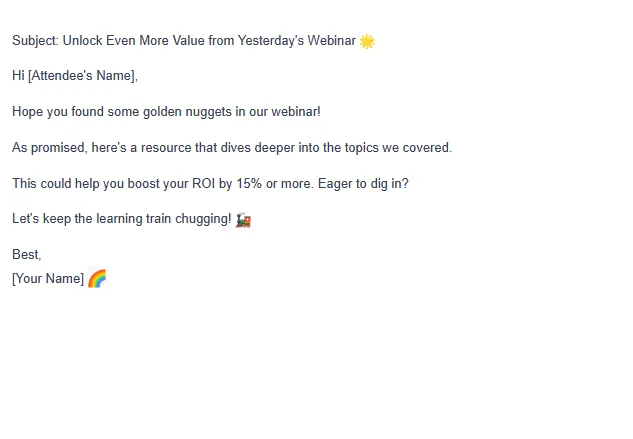 Webinar or Workshop Follow-Up Email Example