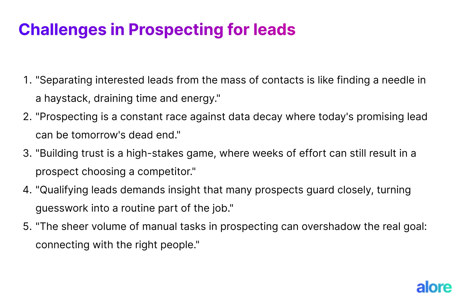 Challenges in prospecting for leads