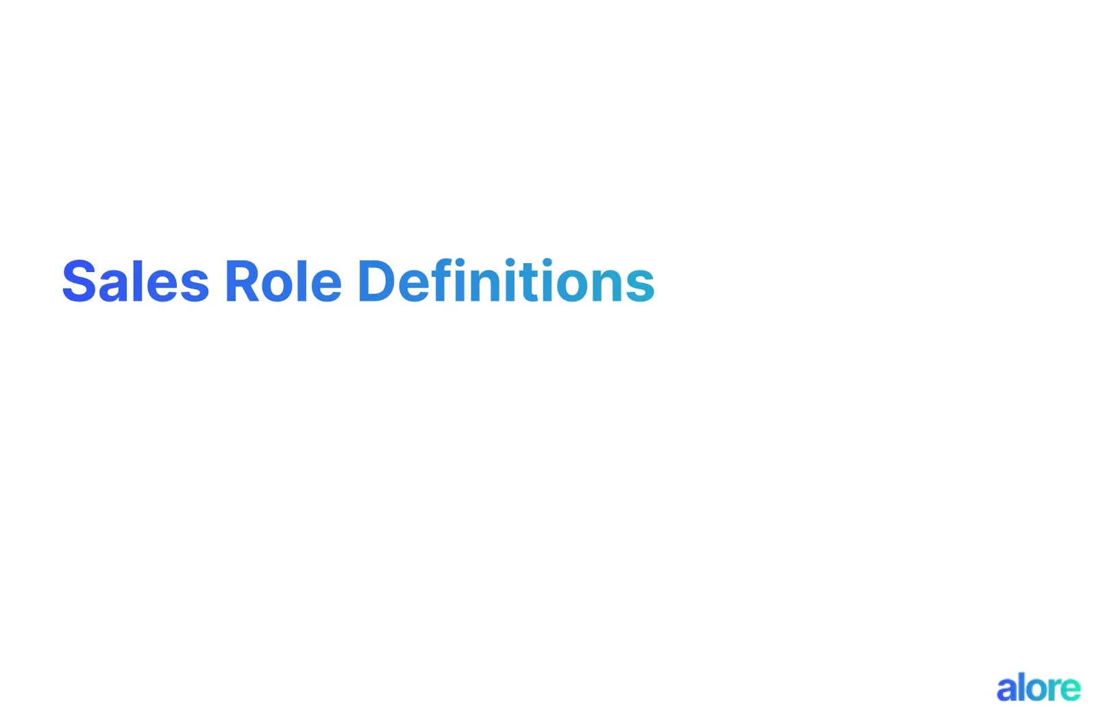 Sales Role Definitions