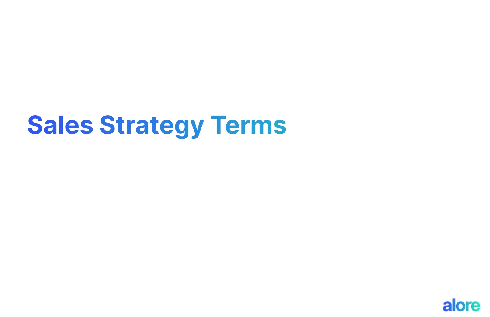 Sales Strategy Terms