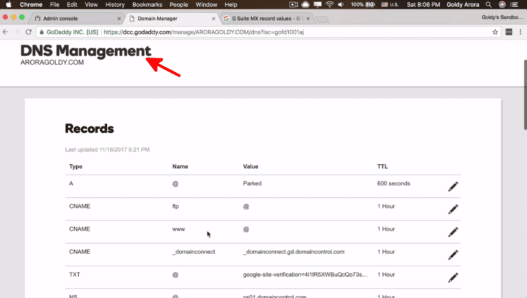 Step 1 DNS Management in GoDaddy