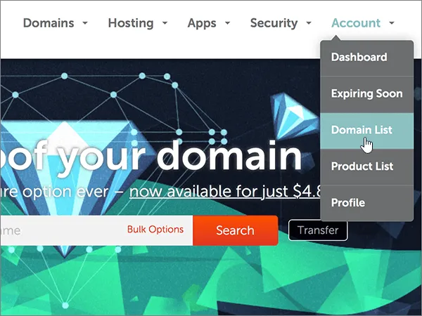 Select Domain List from the drop-down list.