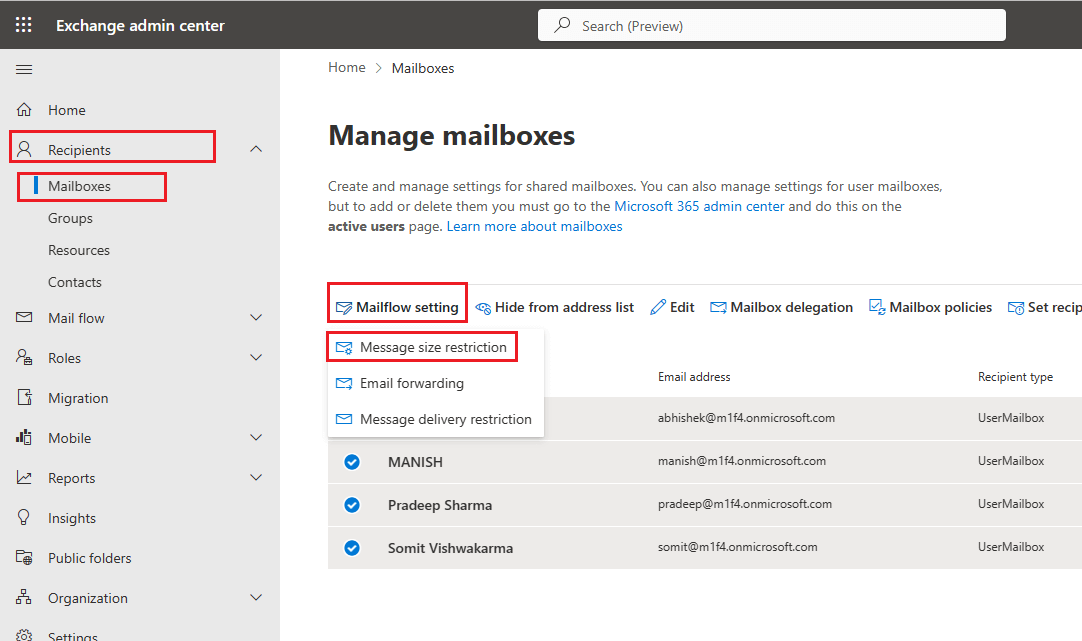 Microsoft Exchange Mailbox