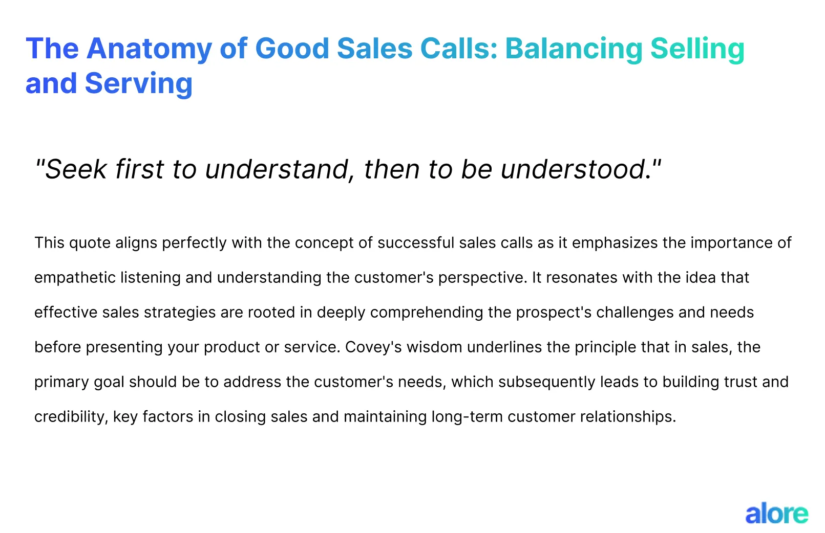 The Anatomy of Good Sales Calls: Balancing Selling and Serving