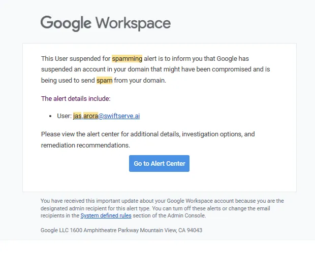User Suspended for Spamming