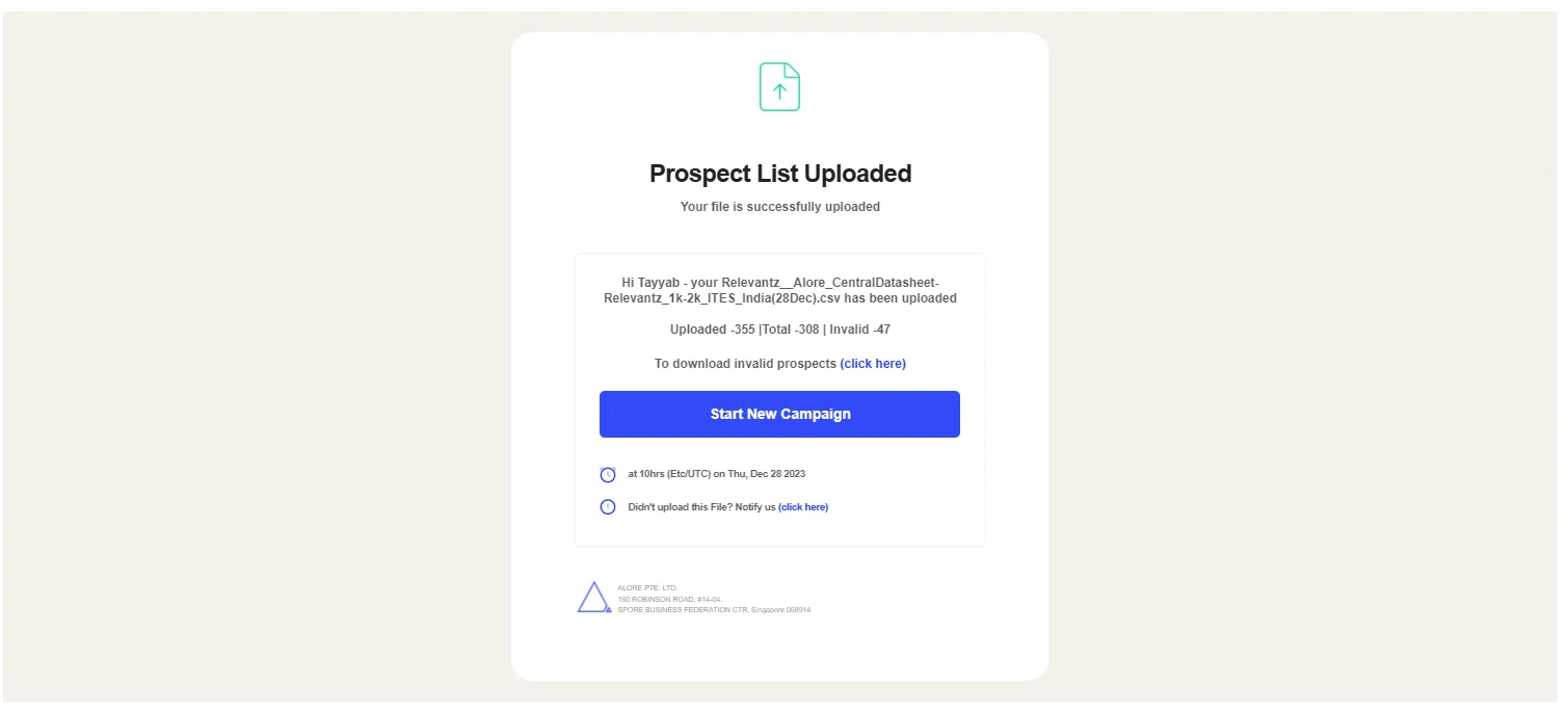 All uploaded prospects automatically get verified