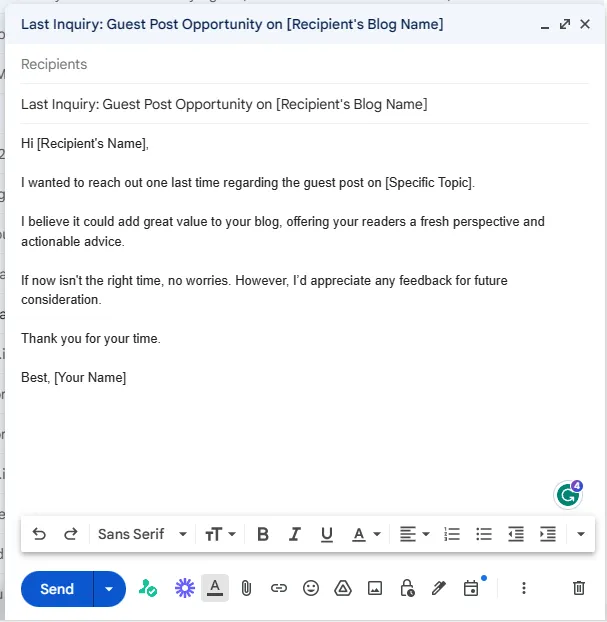 Email 4 for Guest: Final Follow-Up (1 Week Later)