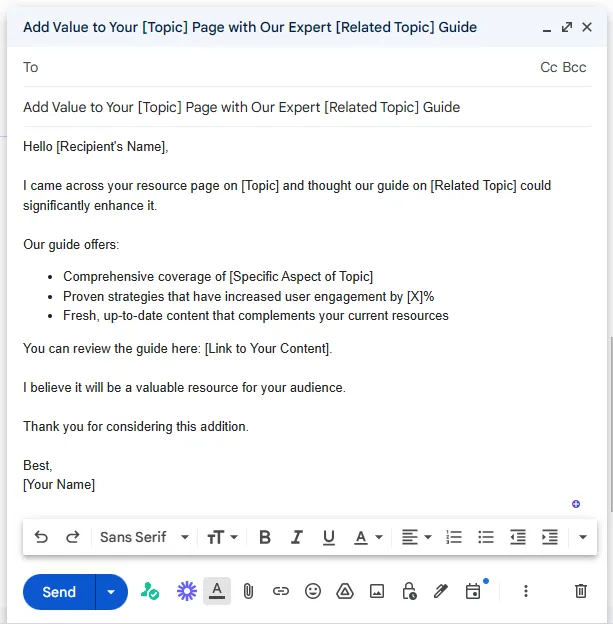 Email 1 for Link Building: Initial Outreach