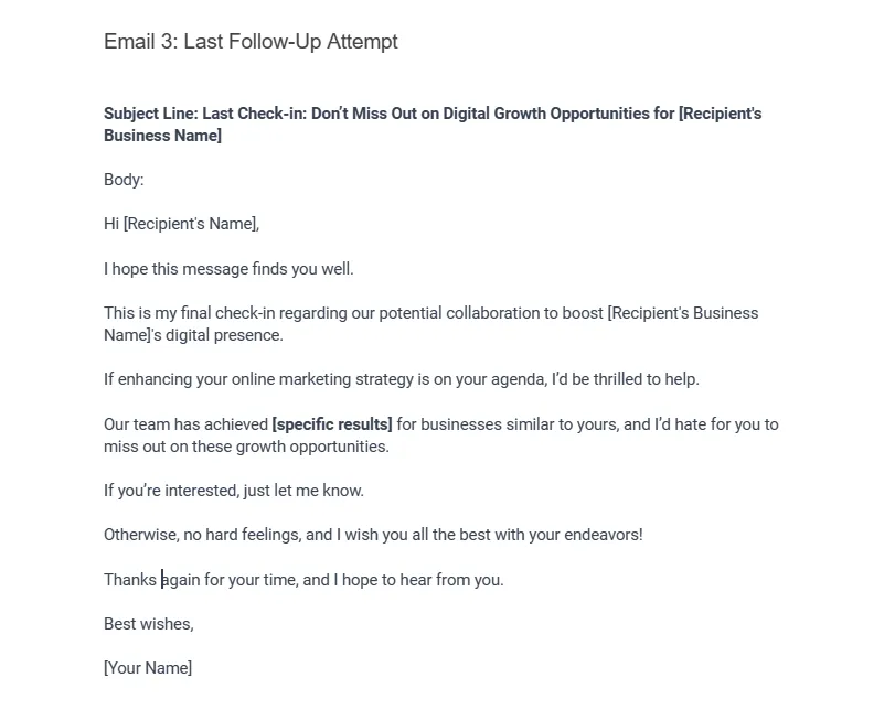 Follow up Email 3 : Engaging Potential Clients After Initial Contact