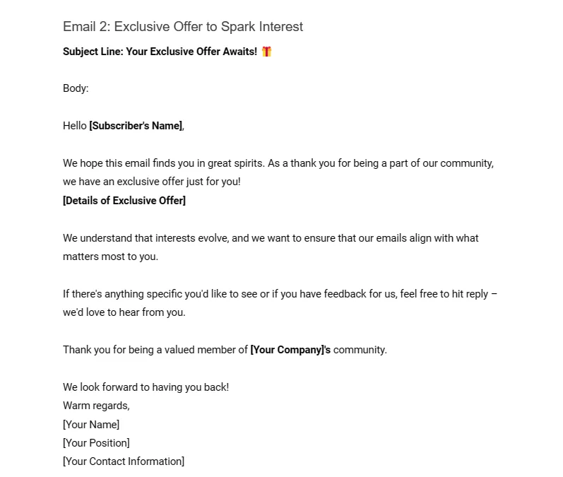 Follow up Email 29: Re-engaging Subscribers After a Marketing Email