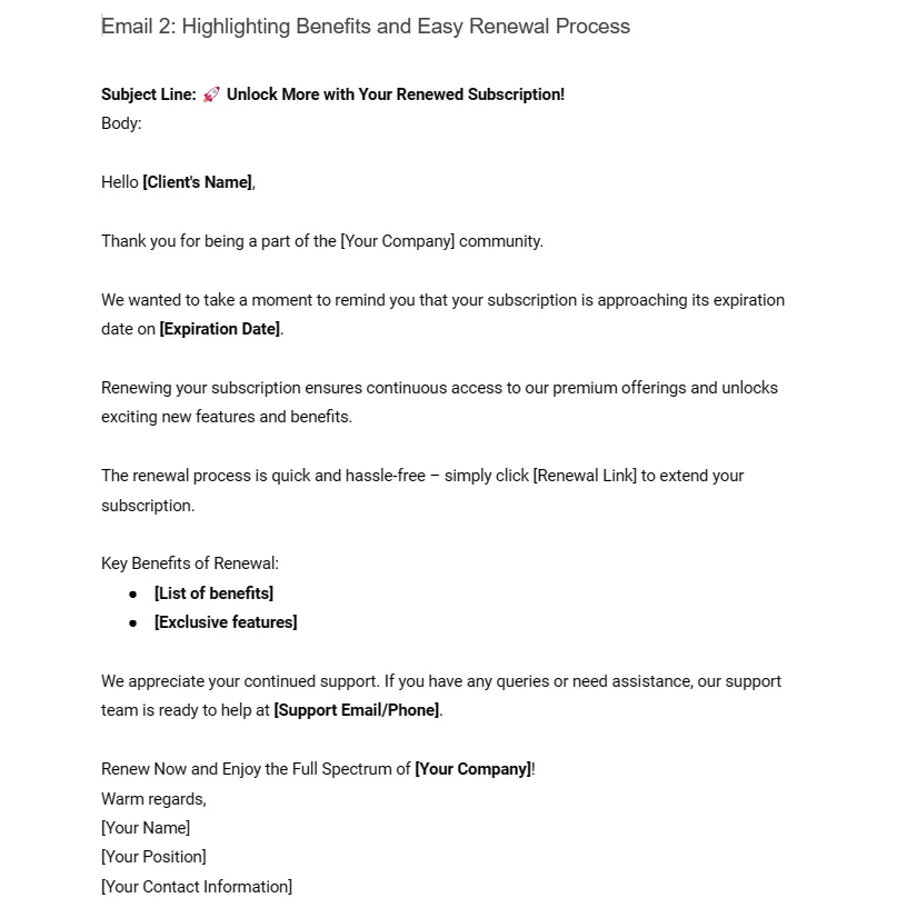 Follow up Email 44: Reminding Clients About Subscription Renewals