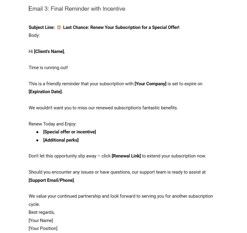 Follow up Email 45: Reminding Clients About Subscription Renewals