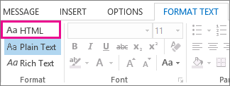 Choose the Format Tab: To Format a Single New Message