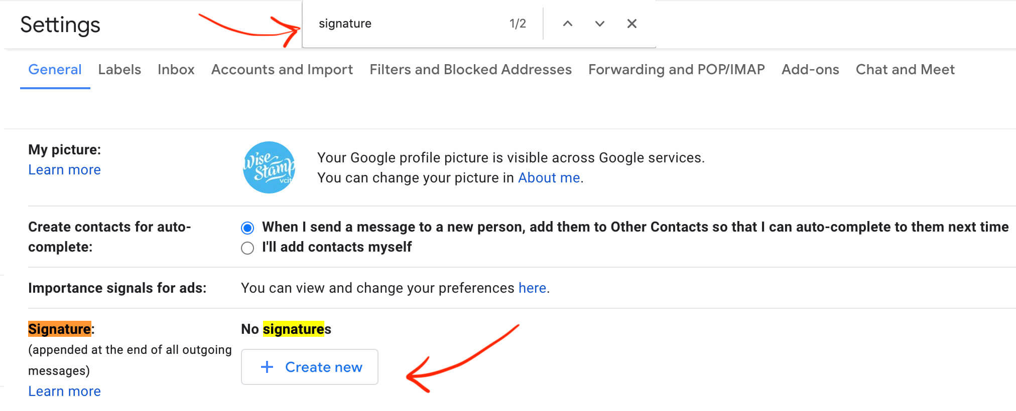 Adding Email Signature to Gmail: Navigate to Signature Settings