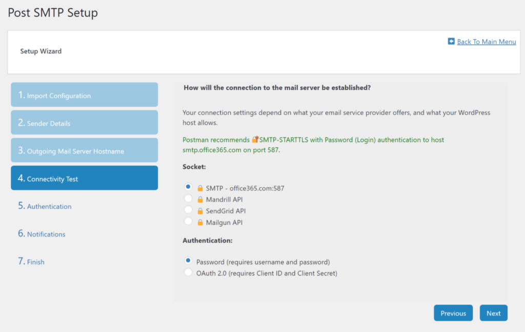 Verify that Post SMTP detected the proper settings.