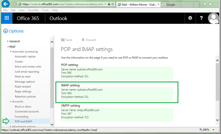 Instructions for New Outlook: Obtain your IMAP Server