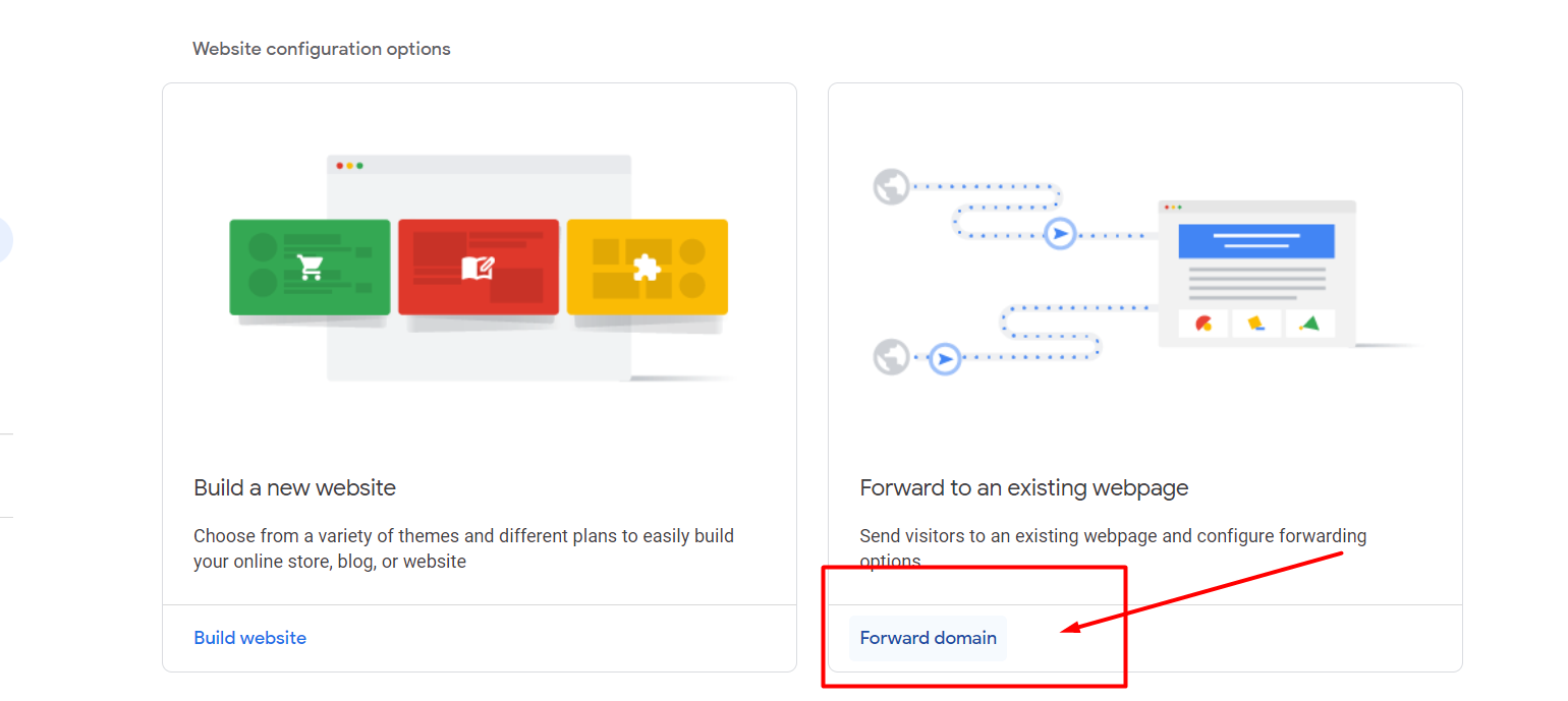 Step 3: Click on Forward domain