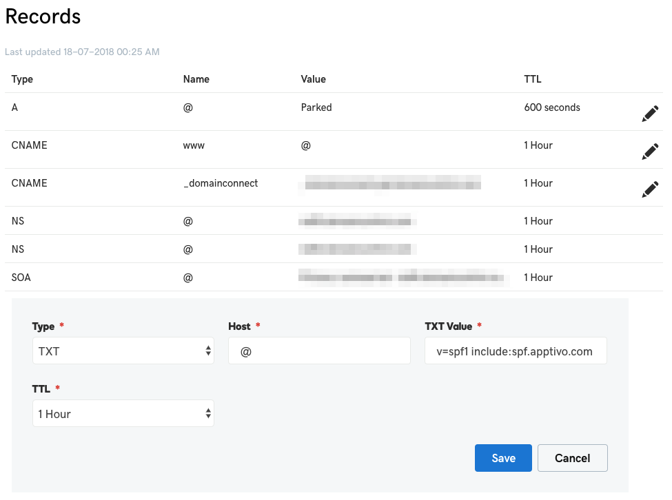 To Setup an SPF Record in Godaddy: Enter SPF Record Details