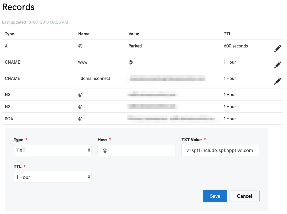 To Setup an SPF Record in Godaddy: Enter SPF Record Details