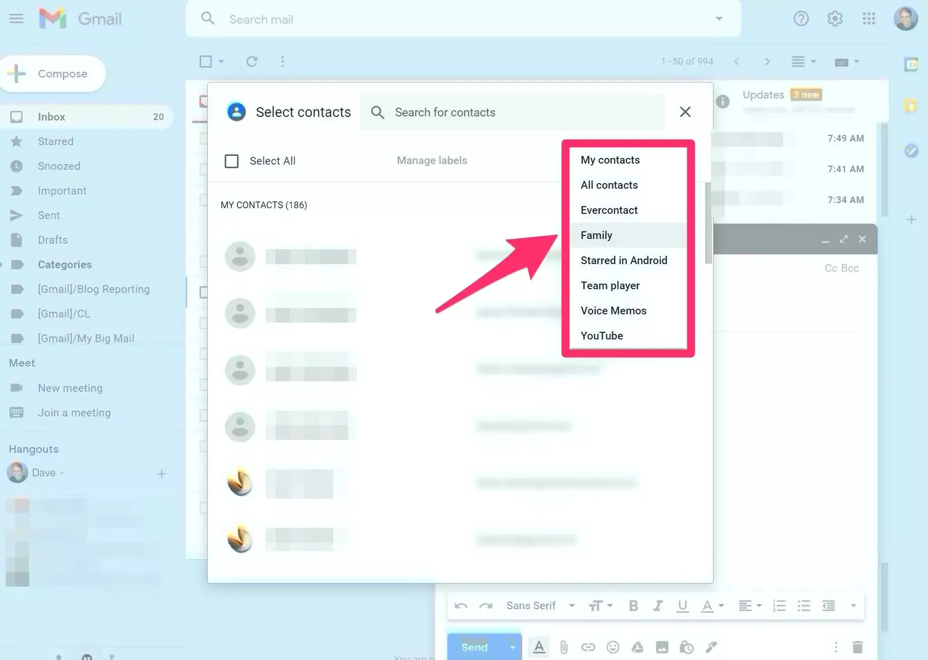 Group Emails to Send Mails