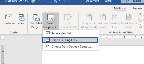 Connect Your Recipient List for Mail Merge 