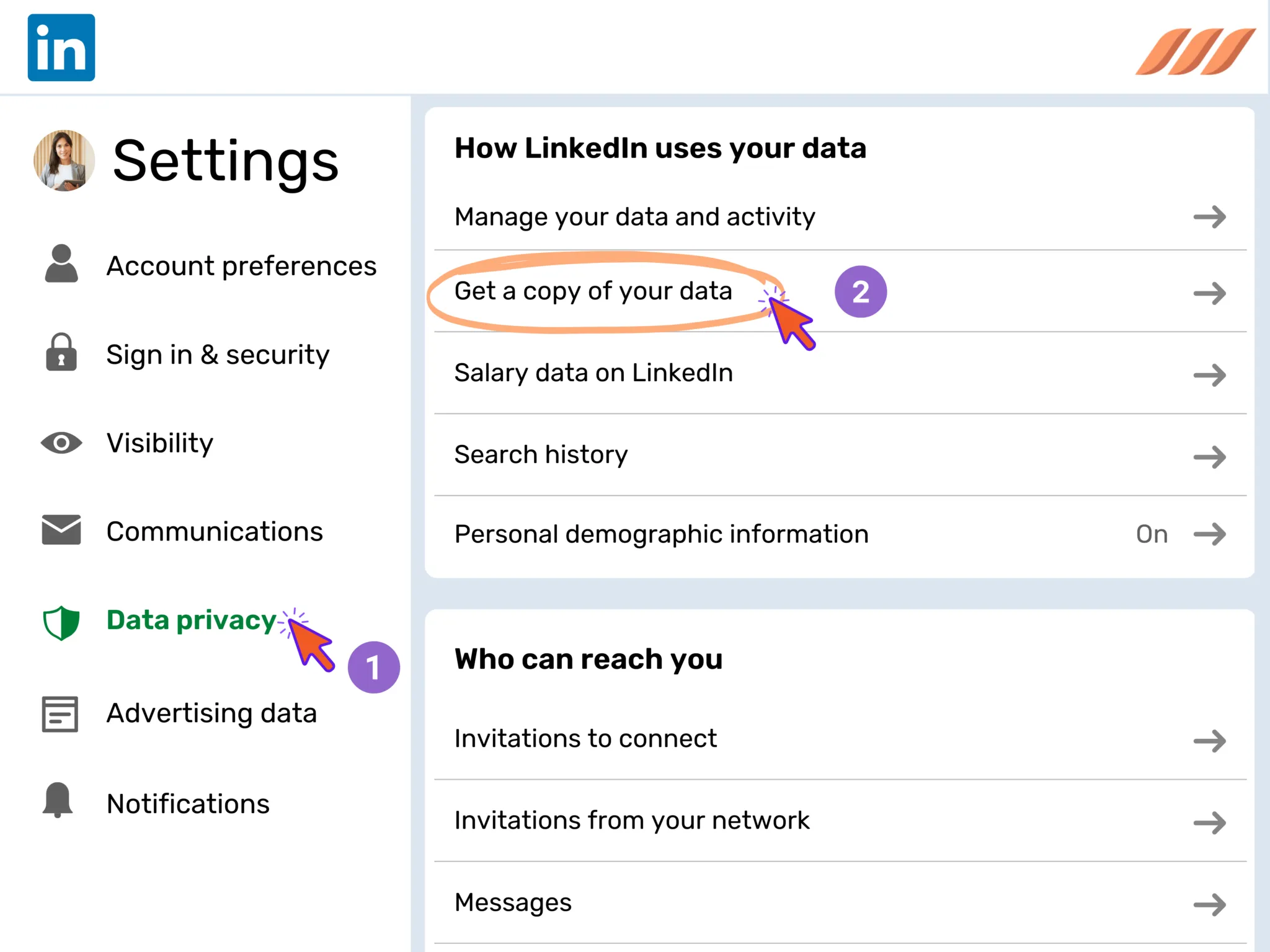 LinkedIn Data Export Feature: Access the Data Privacy Section