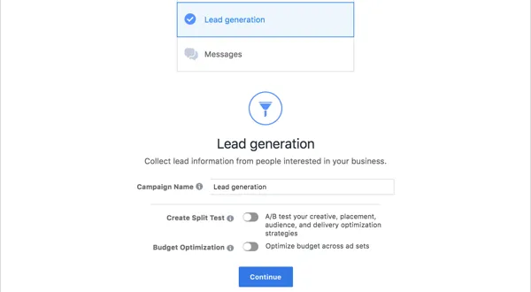 Facebook Lead Ads Name Your Campaign