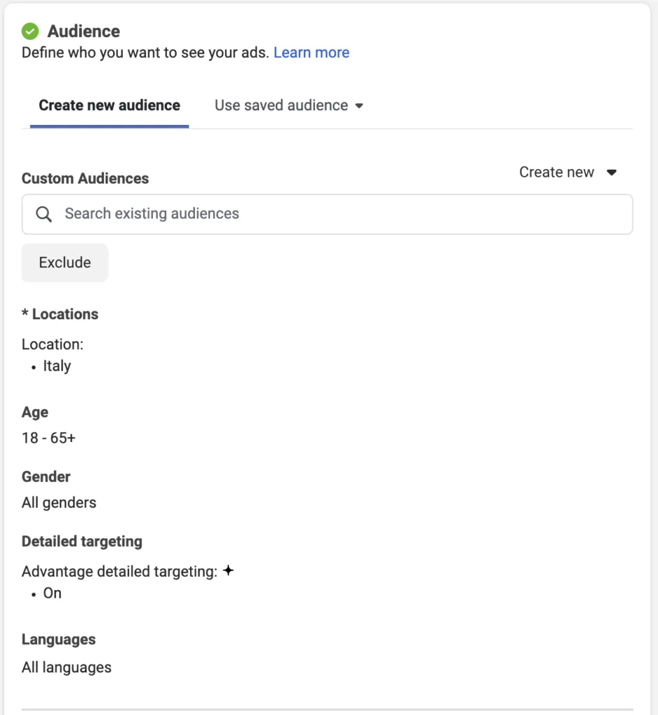 Facebook Lead Ads audience