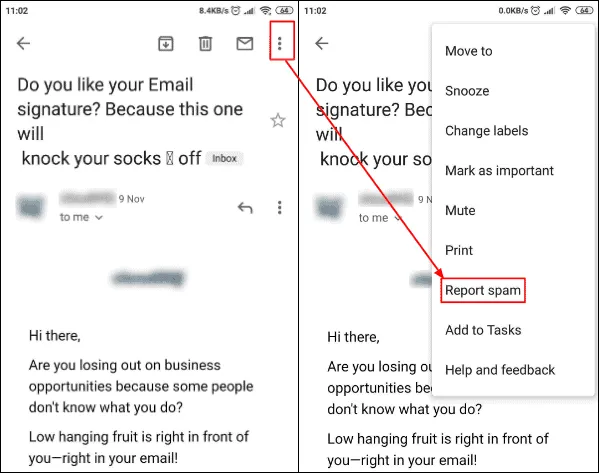 report spam box