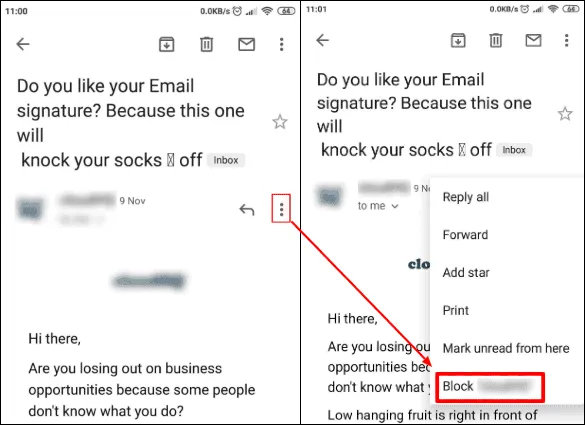 block sender