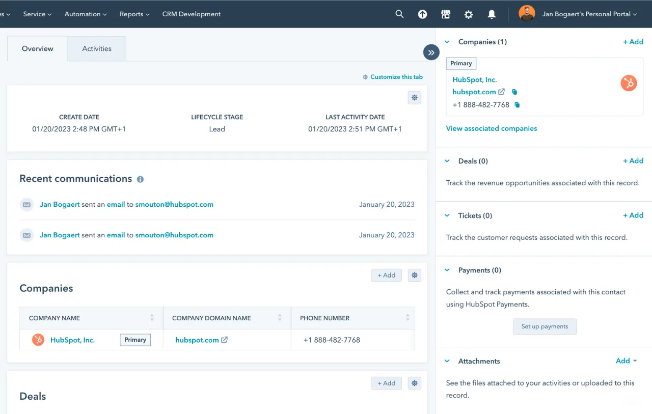 HubSpot Sales Hub Open Tracking Software
