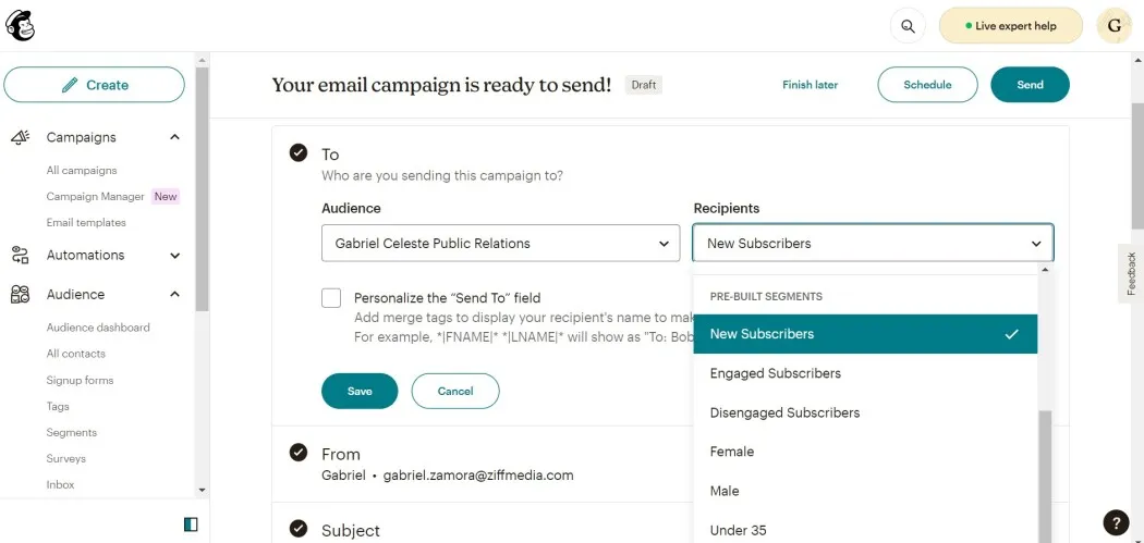 Mailchimp - For Email Campaign Management