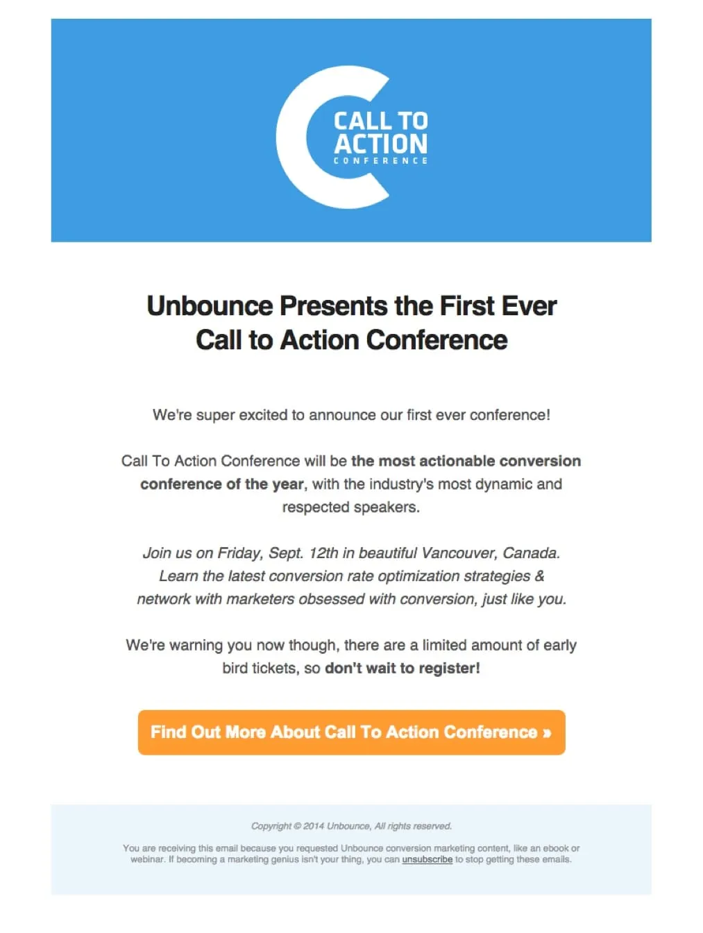 Unbounce Promotional Email