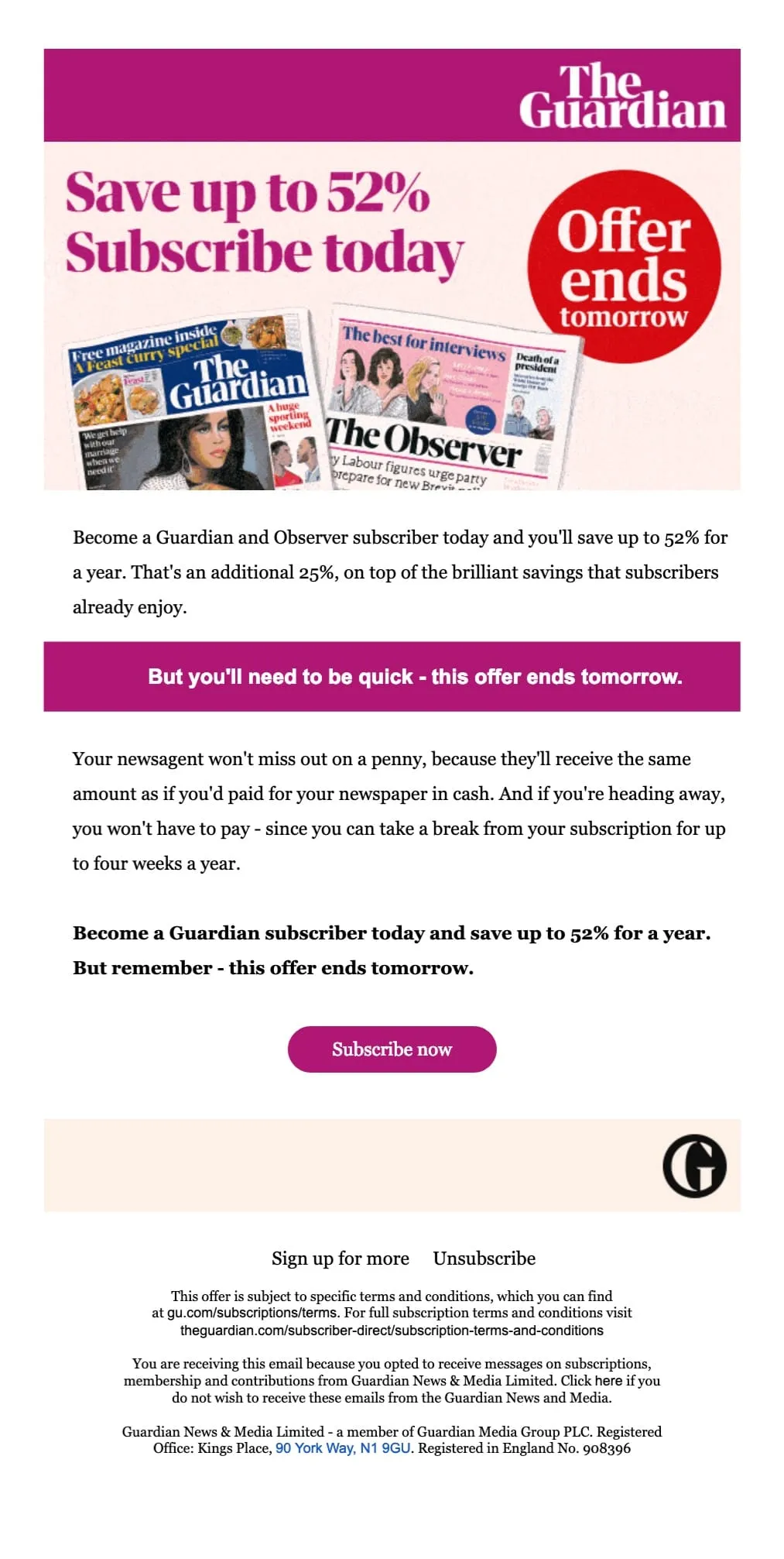 Guardian Promotional Email