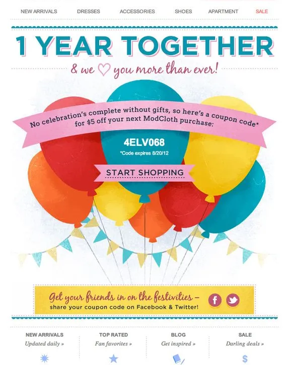 Anniversary or Milestone Emails