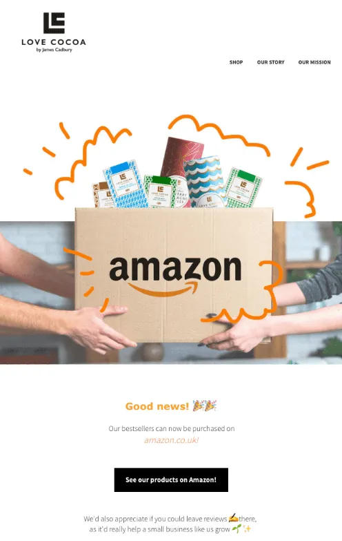 Amazon product launch email