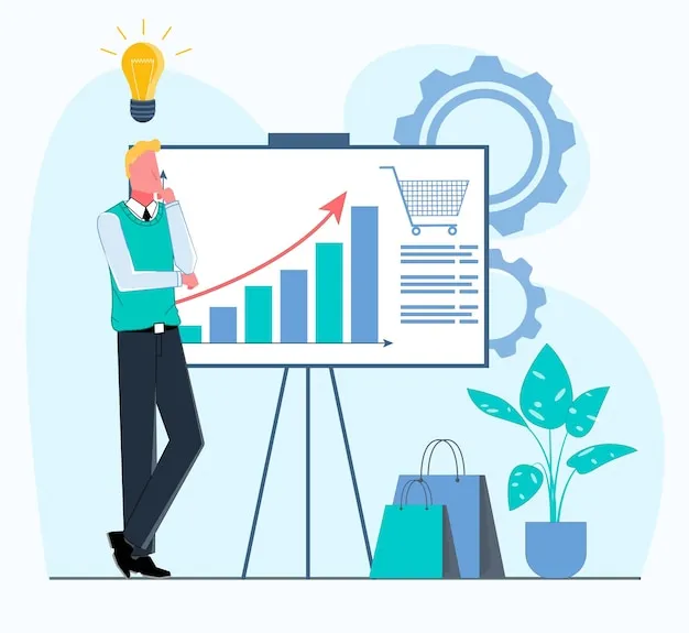 Premium Vector | Sales performance A businessman with a light bulb stands  next to a chart showing sales growth