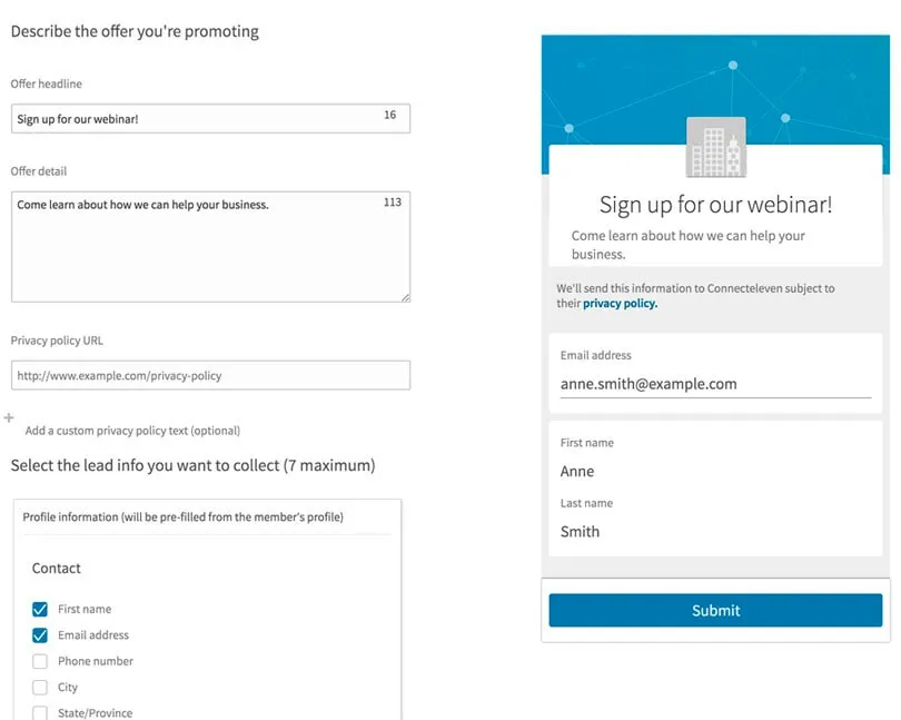 LinkedIn Lead Gen Forms