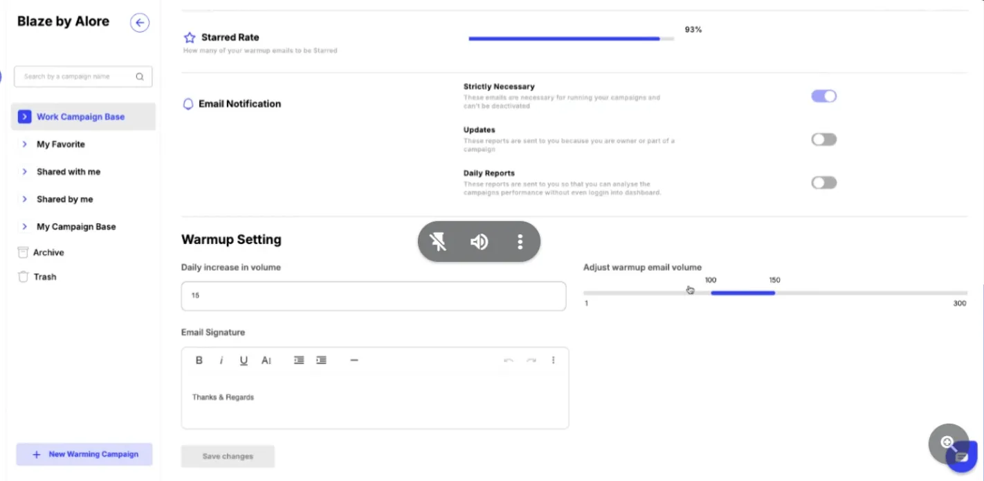 Warm-up Campaign Settings