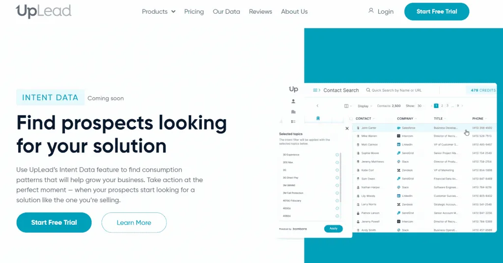 UpLead – Best for High-Intent B2B Contacts