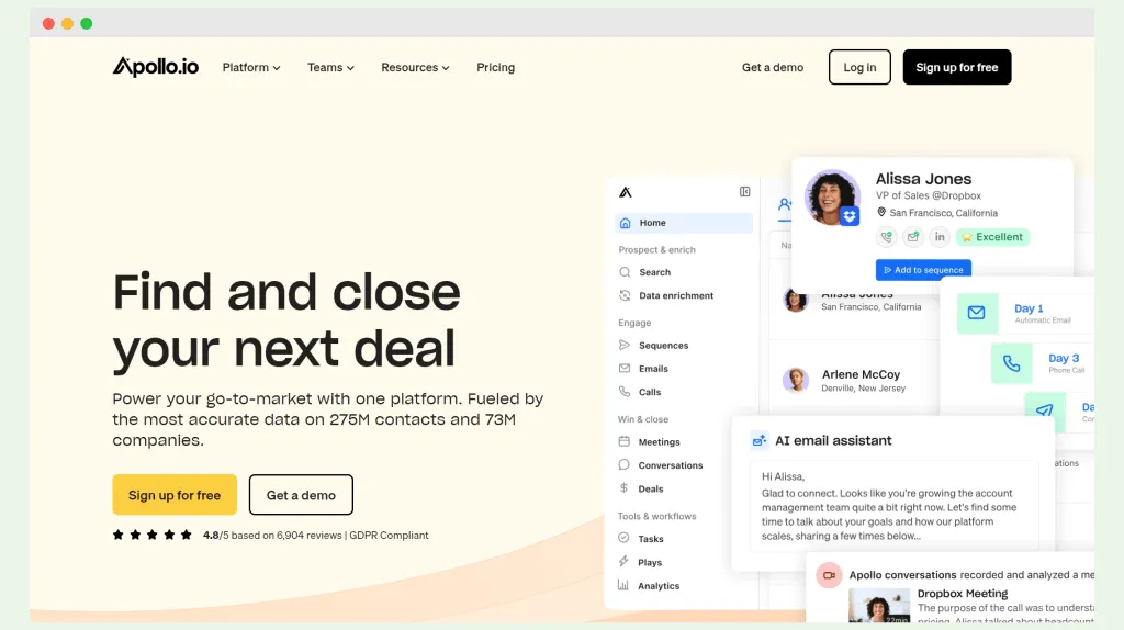 Apollo AI – Best for Cold Outreach and Lead Scoring