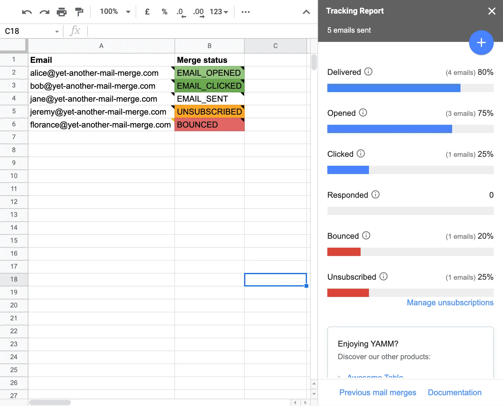 Yet Another Mail Merge (YAMM) with Google Sheets