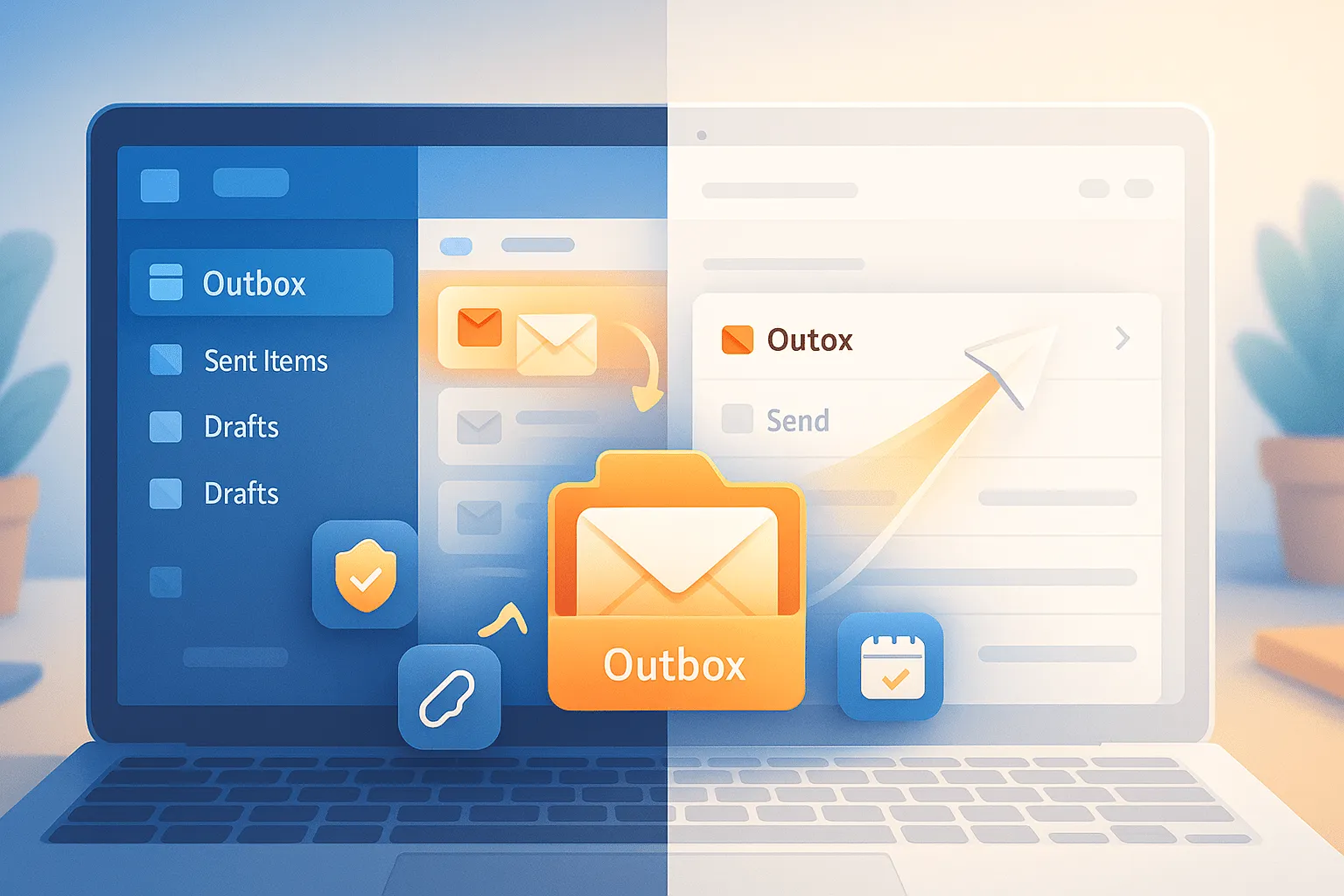 Outbox in Outlook vs Outbox in Gmail