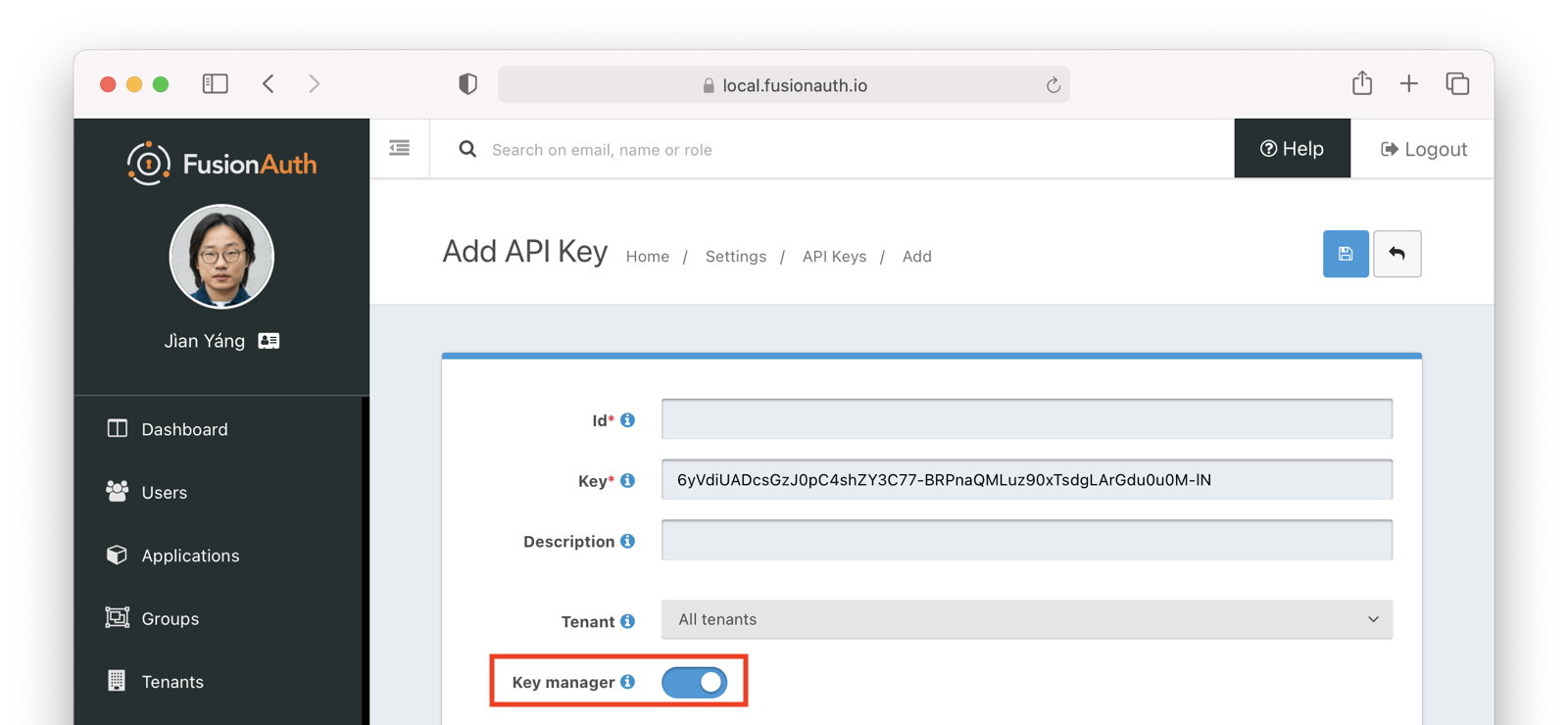 Set the Username to API key and Password to Your API Key