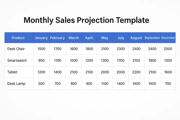 Monthly Sales Projection Template