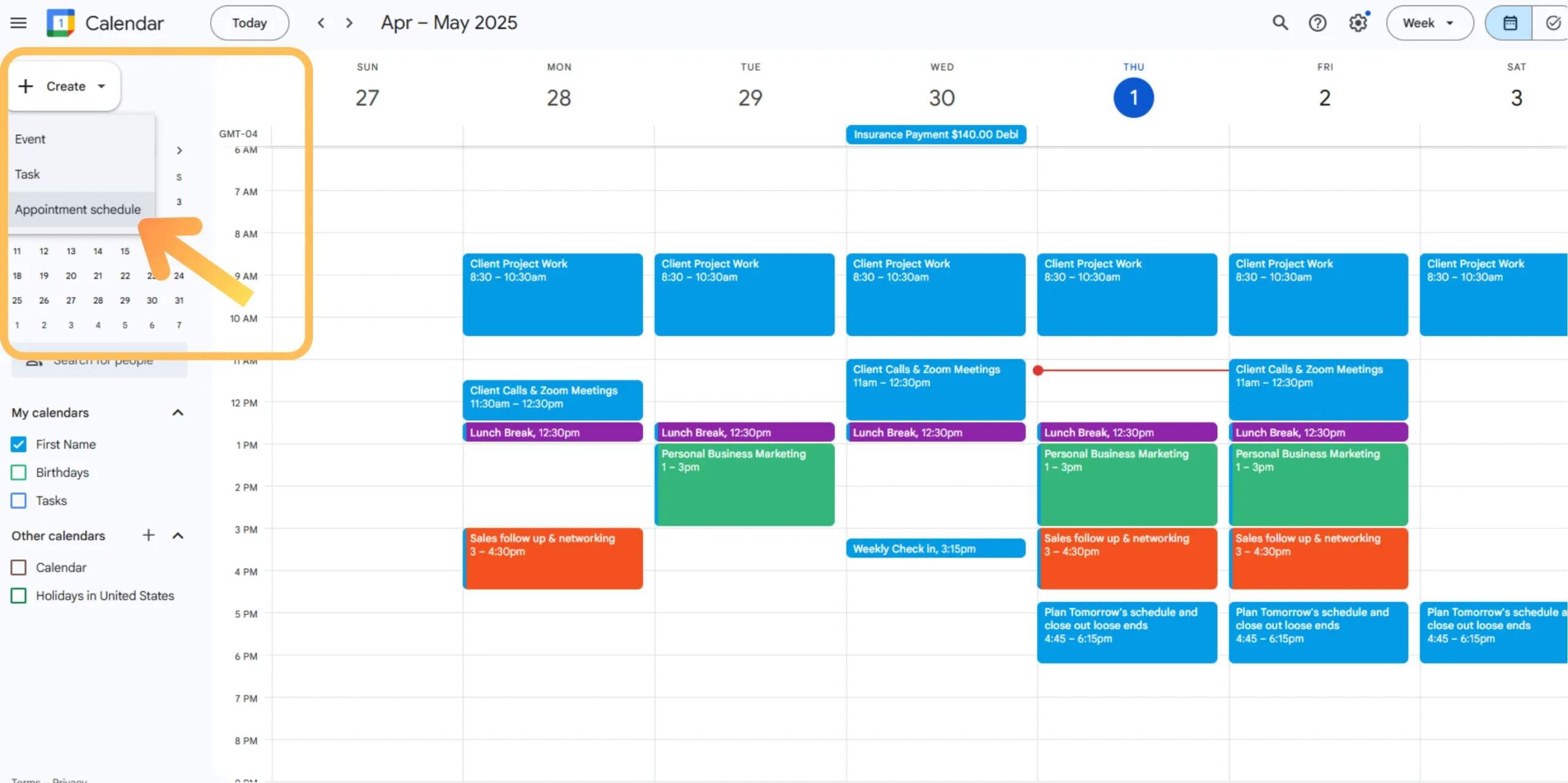 Google Calendar Appointment Schedule